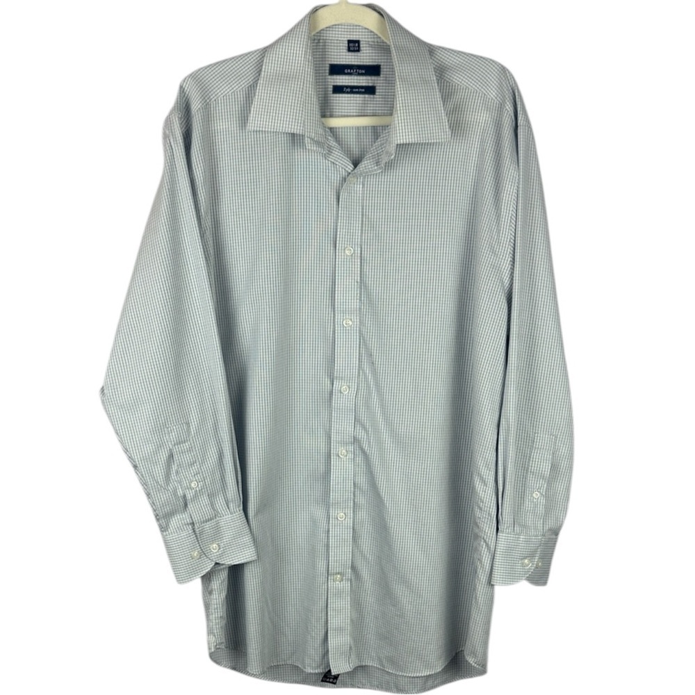 Grafton 100% Cotton Men's Gray Patterned Dress Shirt Size 16.5